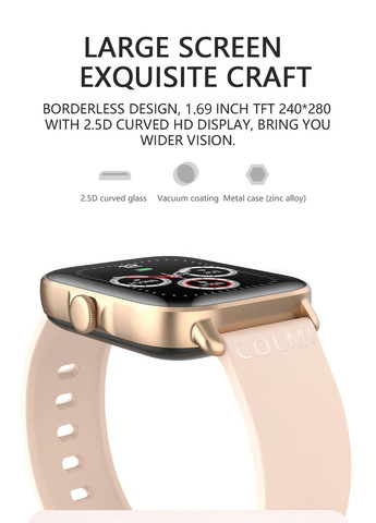 Женские смарт-часы P28 Plus (№GTS2) Gold с возможностью совершать звонки Colmi (333695298)