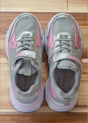 Серебряные демисезонные детские кроссовки для девочки 7528d Boyang