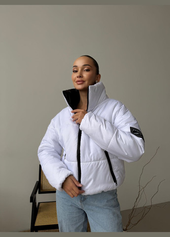 Чорно-біла демісезонна двухстороння жіноча курточка, синтепон 200 No Brand