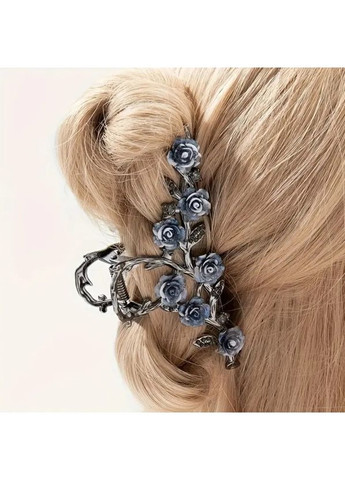 Заколка крабик для волосся Нічна Троянда з міцного металу, з декоративними камінцями No Brand (370290204)