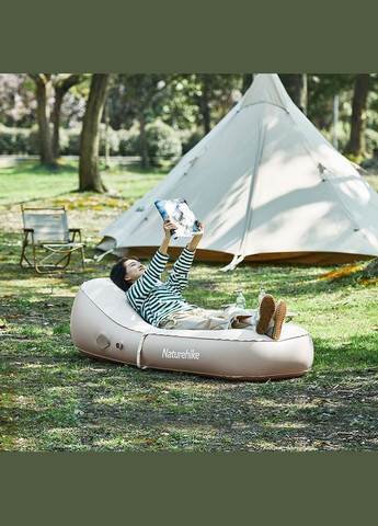 Матрац надувний CNH22DZ027 з підголовником та вбудованою помпою Бежевий (6975641885450) Naturehike (306815925)