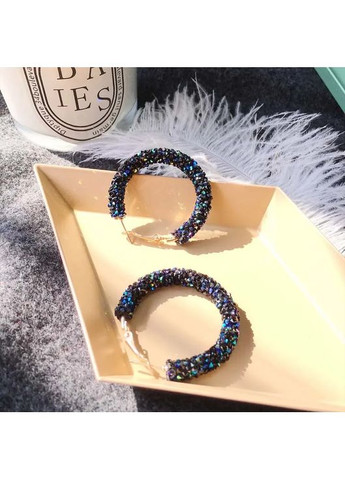 Сережки круги Blue кільцями з кристалами сині каміння кристали у формі круга No Brand (338436047)