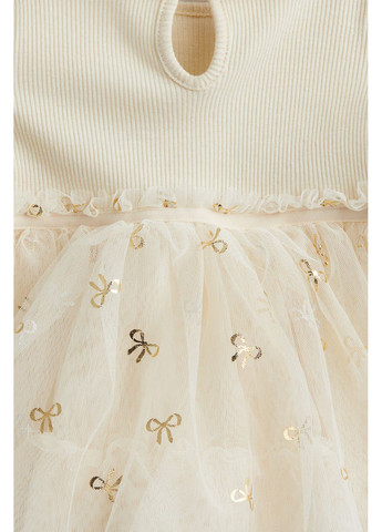 Кремовое платье с юбкой из тюля для девочки 74см(6-9м) кремовый H&M (370756178)