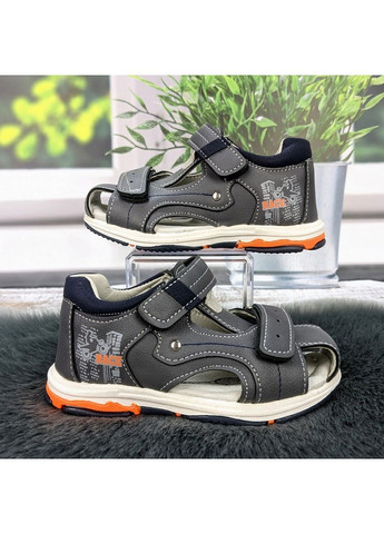 Серые повседневные босоножки детские сандалии для мальчика С.Луч на липучке