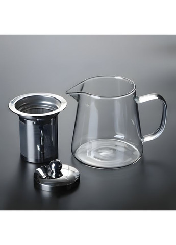 Заварочный чайник стеклянный 550 мл с фильтром из нержавеющей стали Cafferio LeafTea Жаропрочное стекло No Brand (369616695)