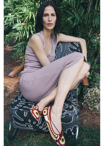 Сиреневое рубчатое платье средней длины с пуговицами Zara