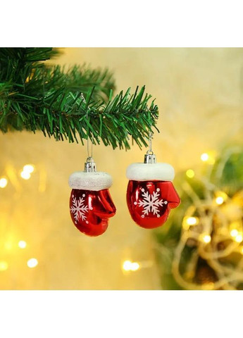 Красные украшения в форме варежек для ёлки 6 шт. 7х5 см Красние No Brand (370161656)