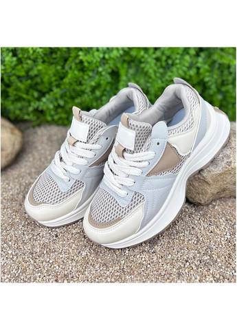 Жіночі кросівки на платформі Е-0020810-3 Бежево-сірі No Brand (286422143)