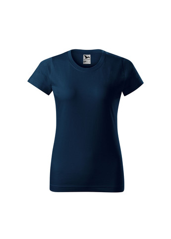 Темно-синя всесезон футболка жіноча бавовняна однотонна темно-синя 134-02 з коротким рукавом Malfini Basic