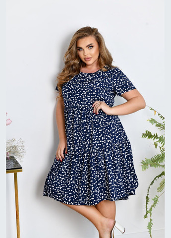 Синее повседневный, праздничный, коктейльное платье из софта No Brand с цветочным принтом