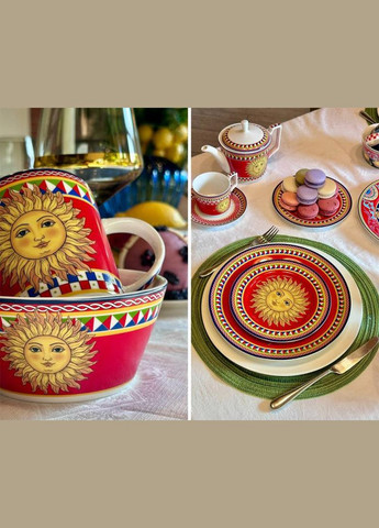 Набір 4 порцелянові тарілки Sicilia "Sole" Ø19см (Сонце) Bona (372171068)