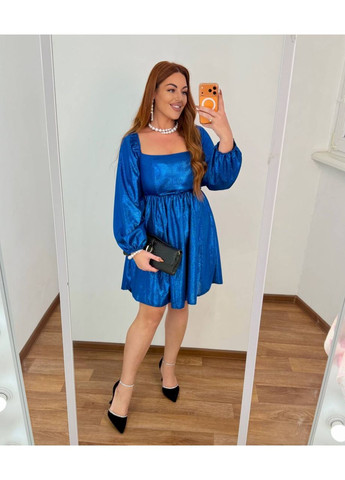 Синя вечірня сукня з тканини соти глітер — замір в описі Vione однотонна