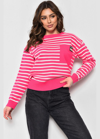 Розовый зимний свитер женский в полоску розового цвета пуловер Let's Shop