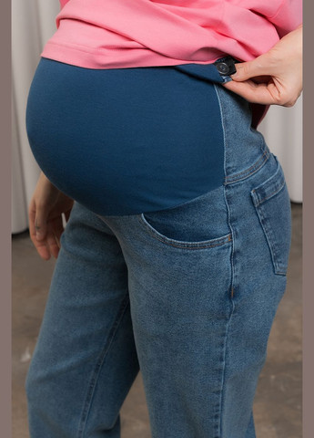 Стильные синие джинсы для беременных прямые с высокой спинкой трикотажный живот Юла мама - (279525501)