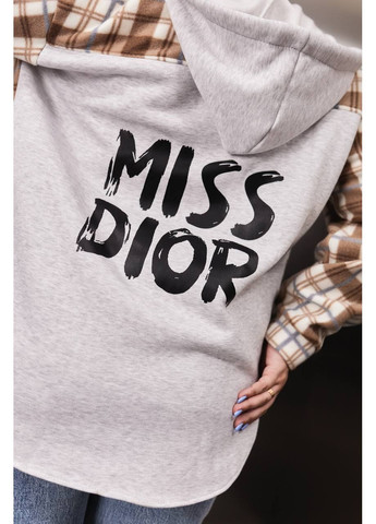 Коричневая рубашка в клетку GD/GL Модний простір с длинным рукавом