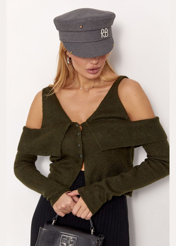 Женский вязаный пуловер с открытыми плечами Lurex (308725382)