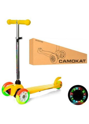 Самокат дитячий триколісний Mini BB 3-013-4-A-Y зі світними колесами, Жовтий iTrike (317590565)