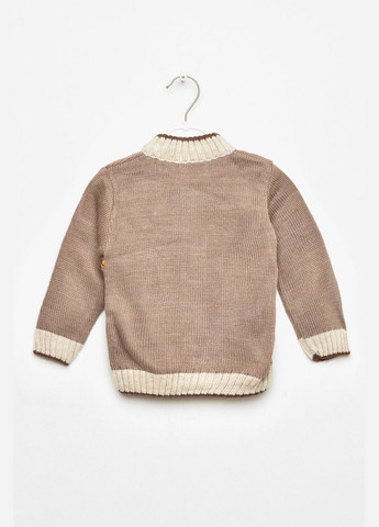 Бежевый зимний кофта детская для мальчика тёмно-бежевого цвета с принтом пуловер Let's Shop