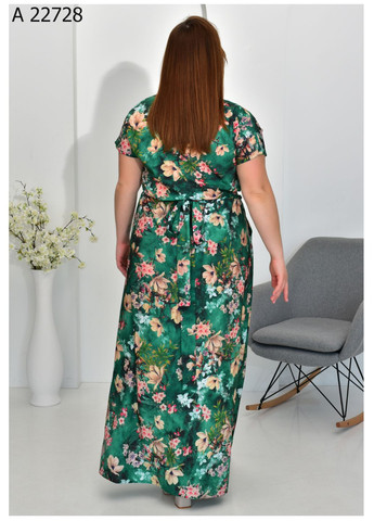 Зеленое повседневный женское летнее платье большого размера SK
