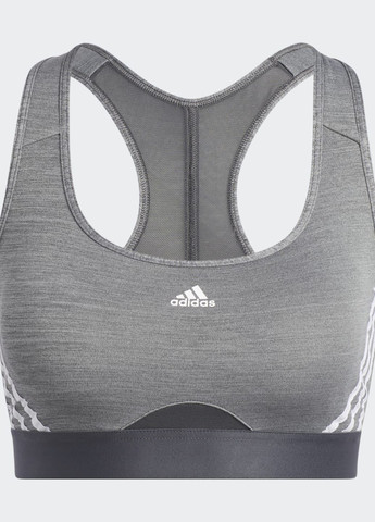 Серый бра со средней поддержкой powerreact training 3-stripes adidas