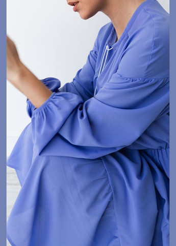 Синя плаття жіноче з кутасами ярусне синє максі з воланом mkbs1189-1 Modna KAZKA