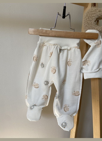 Молочний демісезонний набір сорочка, повзунята та шапочка для новонароджених футер No Brand Комплект трійка