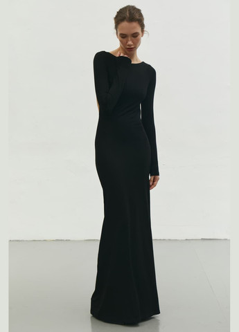 Черное платье с открытой спиной черный 696 Papaya