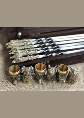 Набор шампуров с бронзовым рюмками Люкс 12 предметов 47330057 NB Art (346532131)