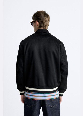 Черная демисезонная куртка Zara замшева 8281 469 BLACK