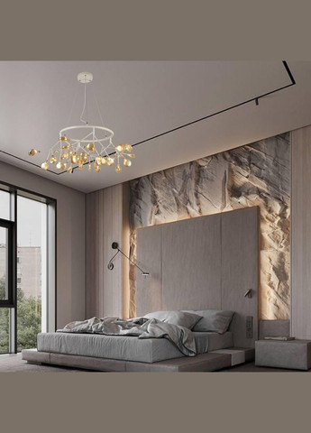 Белая круглая люстра из стеклянных лепестков на 36 ламп Petals (918-LP263-36 WH+BR) No Brand (370071378)