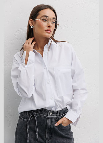 Жіноча сорочка oversize біла з кишенею на грудях Arjen (289787358)