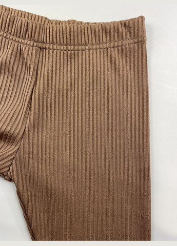 Коричневые демисезонные лосины в рубчик для девочки Semejka