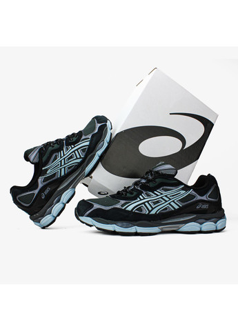 Чорні Осінні кросівки чоловічі і жіночі asics gel-nyc black blue | асікс гель нюк чорні No Brand