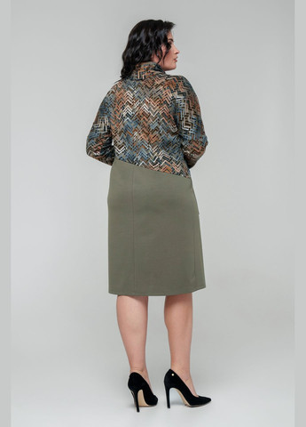 Оливковое (хаки) повседневный платье асимметричное спинка с принтованными полосатыми вставками all posa (ap101692p) A'll Posa