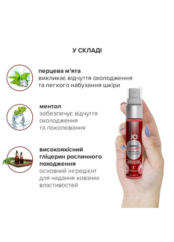 Гель для стимуляции сосков JO Nipple Titillator Strawberry 30 мл ментол и перечная мята для усиления ощущений System JO (298748418)