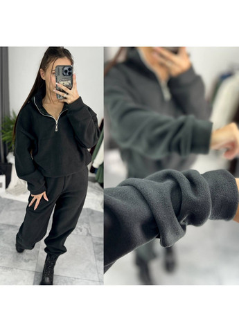 Костюм жіночий двосторонній фліс,кофта з комірцем на блискавці та штани Україна (365250672)