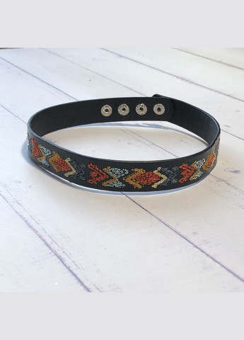Жіночий чокер з різнокольоровою вишивкою чорний (16-30) No Brand екошкіра (314931140)