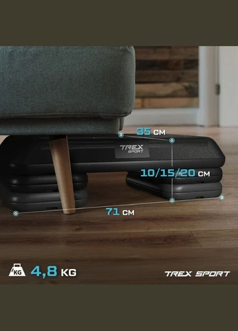Степ платформа TX-038PAS до аеробіки 3-рівнева чорна TREX Sport (341328032)