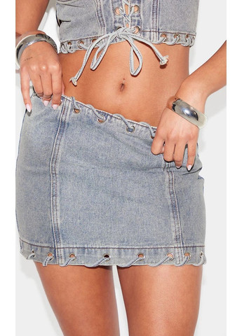 Спідниця Vintage Denim Lace Up сіра S PrettyLittleThing (362264505)