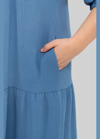 Светло-голубое повседневный платье прямого силуэта из американского крепа горловина-капелька с завязкой на шнурок all posa (ap102345p) A'll Posa