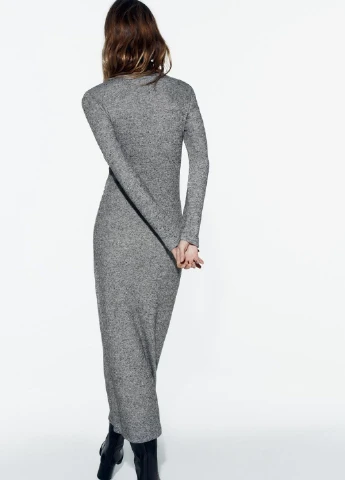 Серое кэжуал платье Zara однотонное
