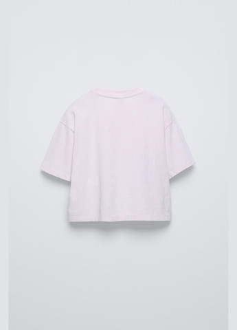 Розовая демисезонная футболка Zara оверсайз