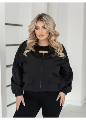 Чорна демісезонна куртка жіноча без підкладки Fashion