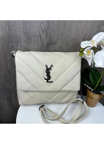 Жіноча м'яка сумка клатч екошкіра 25х6х23 см Молочний No Brand (398106475)