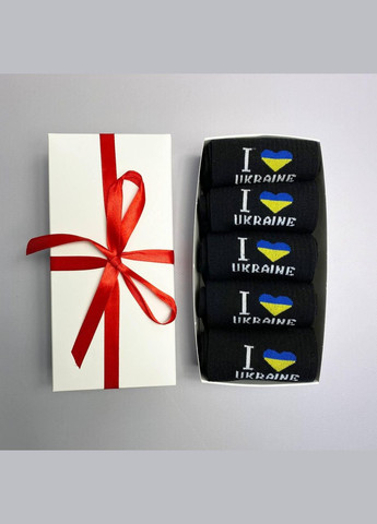 Чорні набір чоловічих патріотичних шкарпеток 40-45 на 5 пар у подарунковій коробці із стрічкою Vakko (306770772)