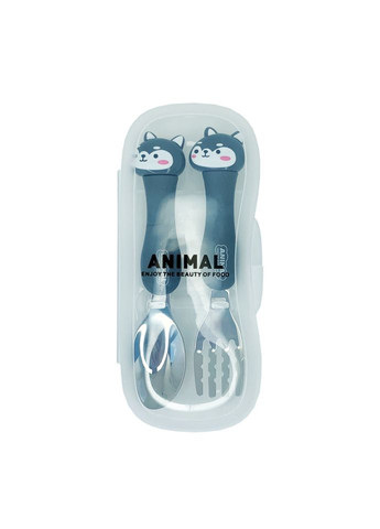 Детский набор ложка и вилка "Кот " Mega Zayka MGZ-0102(Cat-Black) в футляре Megazayka (302673250)