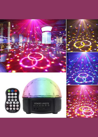 QR-115 12 кольоровий, стерео LED RGB, Bluetooth диско-куля, cвітломузика з пультом Energolux (319210655)