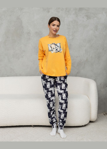 Желтая женский комплект со штанами в снежинки Nicoletta