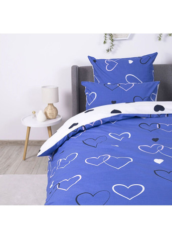 Комплект полуторный постельного белья с наволочками 70*70 см, 115 гр/м2 гипоаллергенный Navy Blue Love Синий (13460150215) ТЕП (364099977)