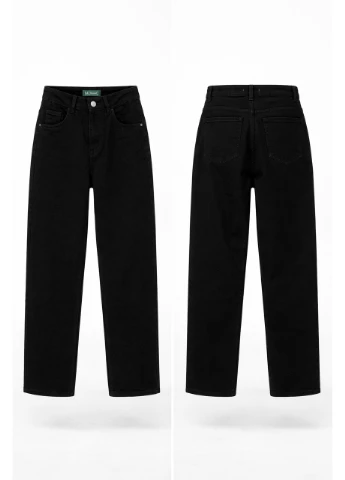 Стильные женские джинсы мом черные (N7409) MATTE - (388785630)